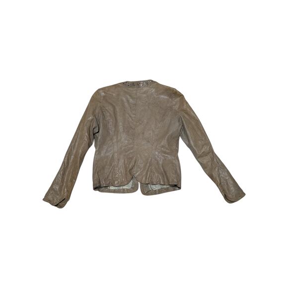 Vintage Violanti Studded Leather Jacket Linen Lined Brown Western Streetwear - Picture 4 of 9